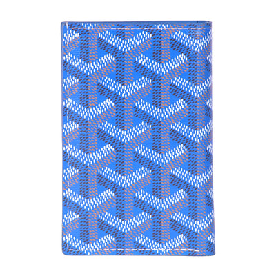 blue leather goyard saint pierre card holder wallet back