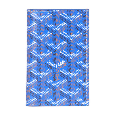 blue leather goyard saint pierre card holder wallet