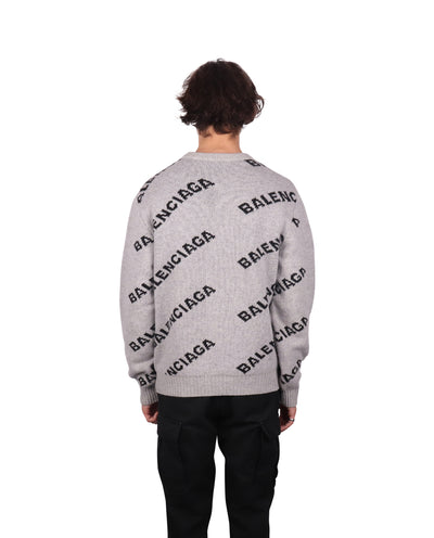 Grey & Black Jacquard logo sweater