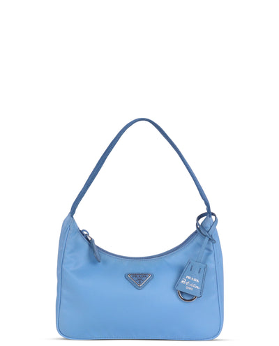 Prada Re-edition Mini Leather Shoulder Bag in Blue