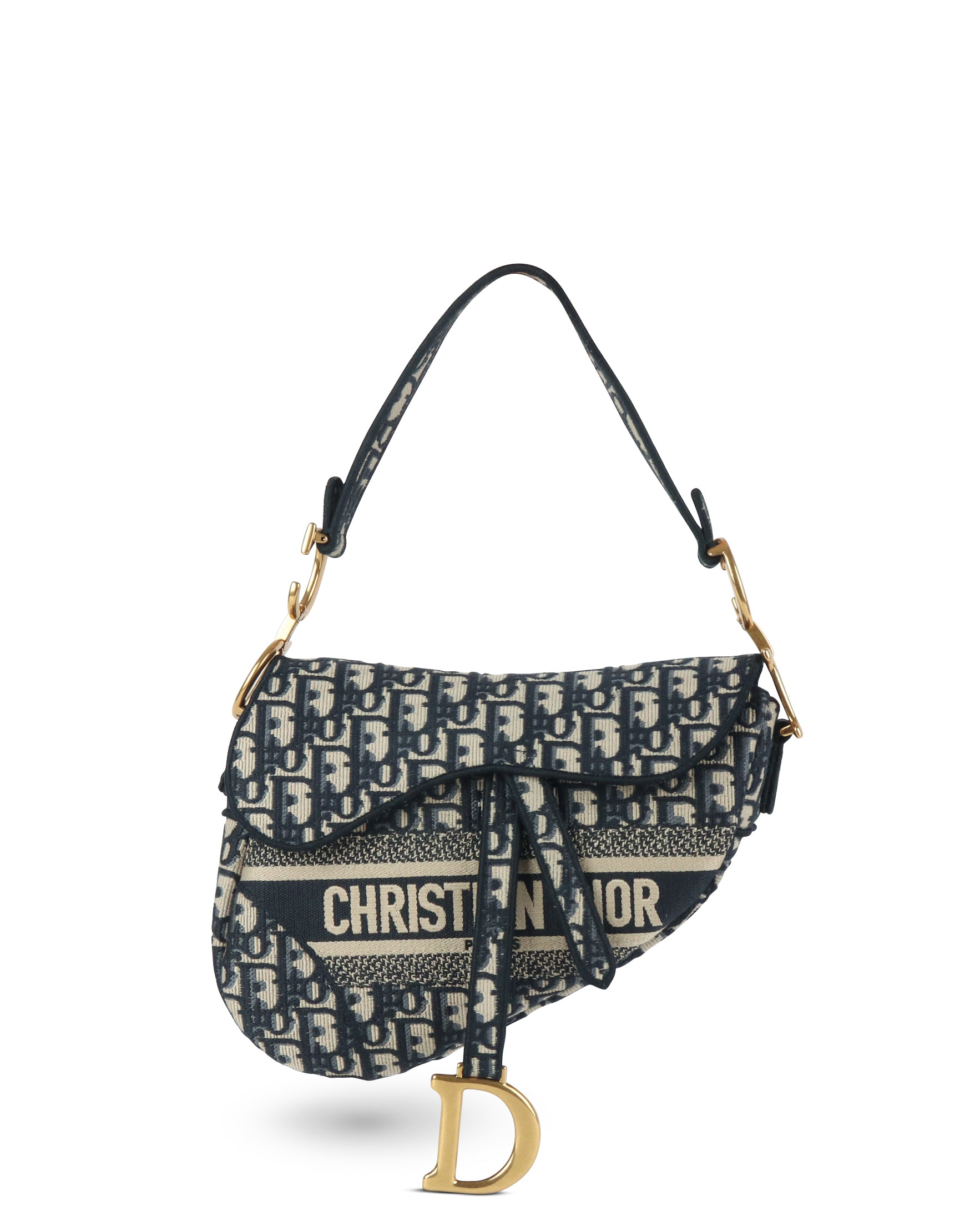 Oblique Embroidery Saddle Bag