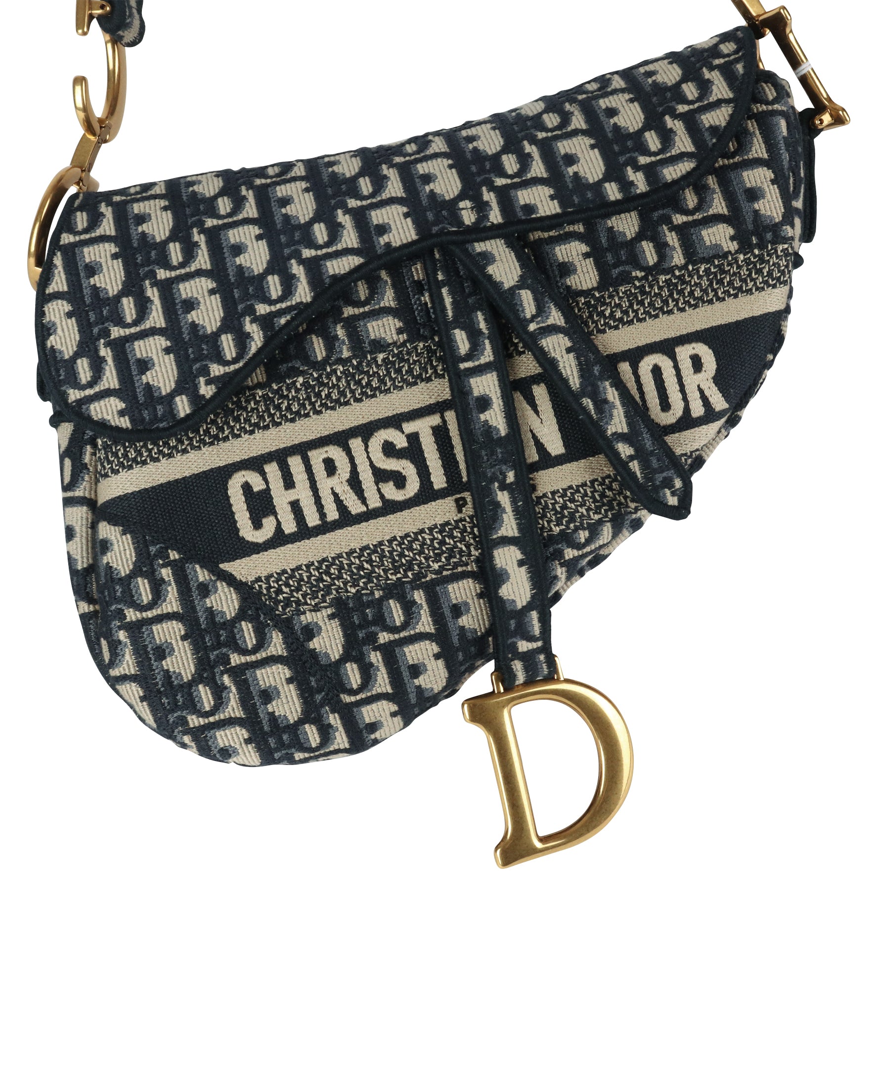 Oblique Embroidery Saddle Bag