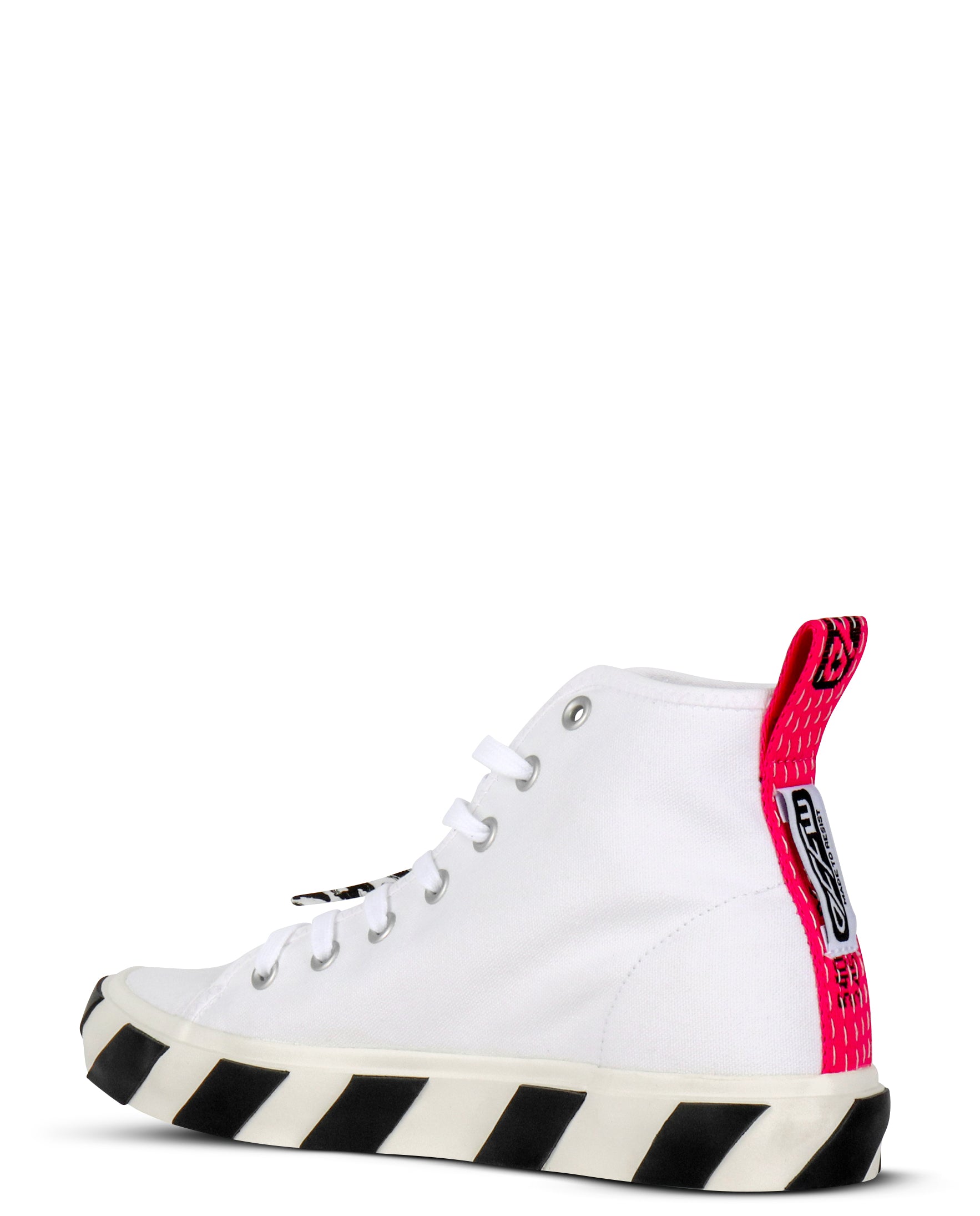 White & Grey Vulcanized Mid-Top Sneakers