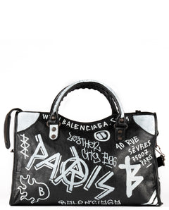 Balenciaga Small Graffiti Motocross Classic City Bag