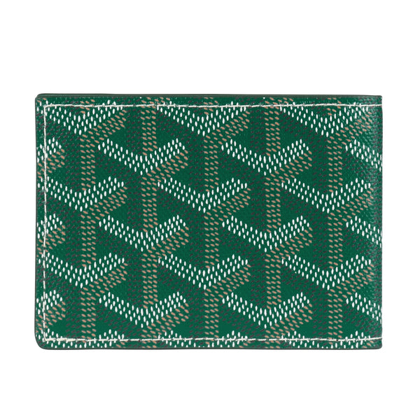 green goyard leather victoire companion wallet front
