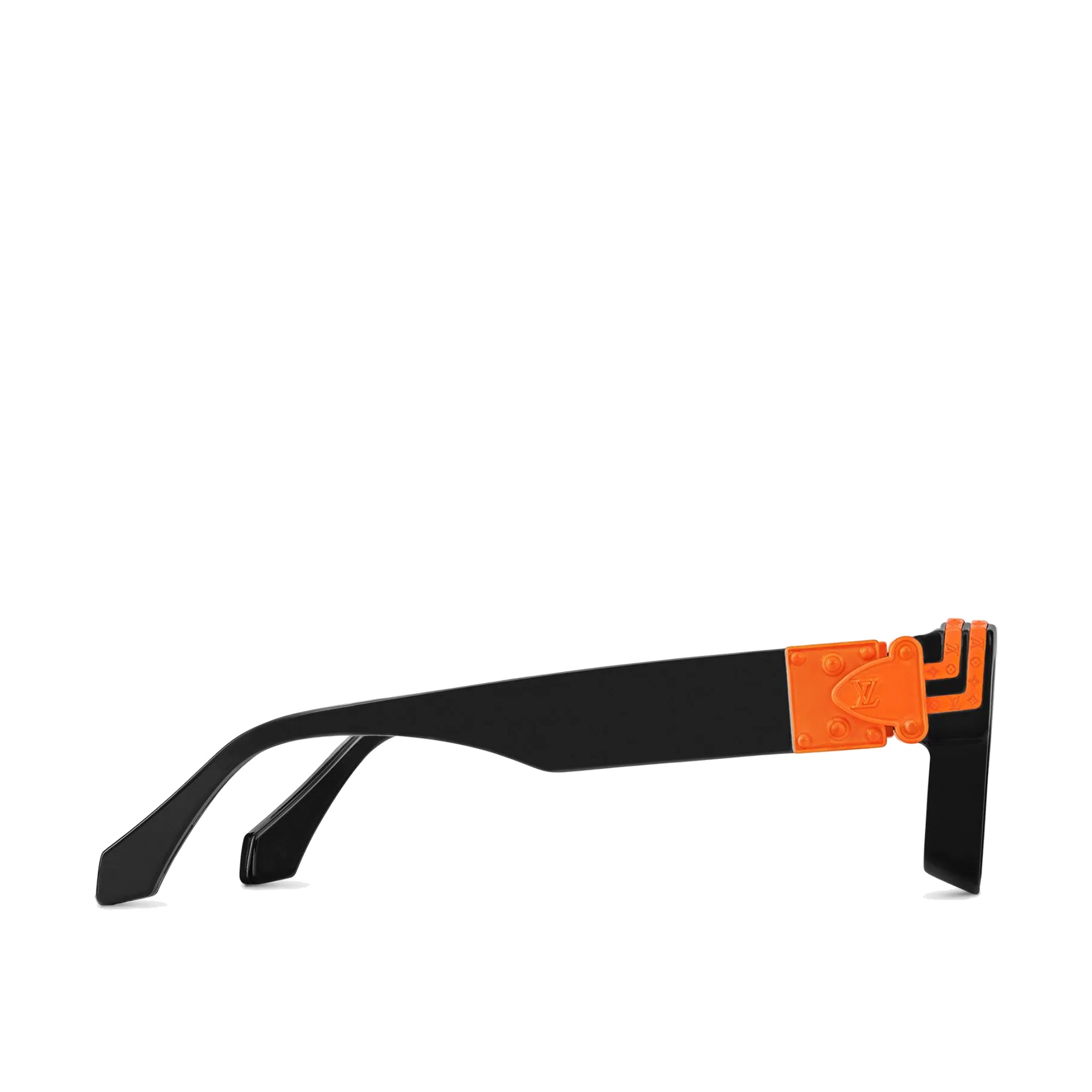 Louis Vuitton Black Angular Frame Sunglasses with Orange Detail