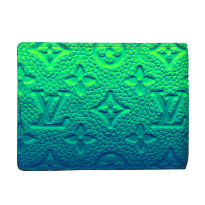 louis vuitton blue green monogram taurillon leather slender wallet back
