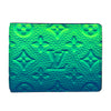 louis vuitton blue green monogram taurillon leather slender wallet front