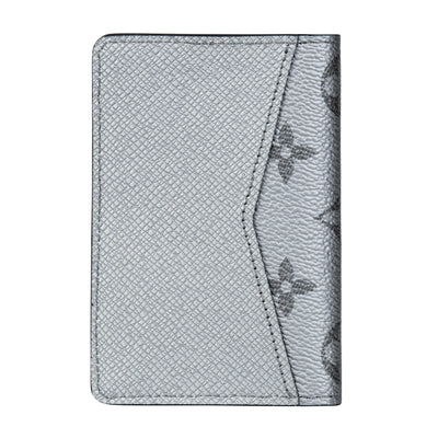 louis vuitton monogram silver leather pocket organizer card holder wallet back