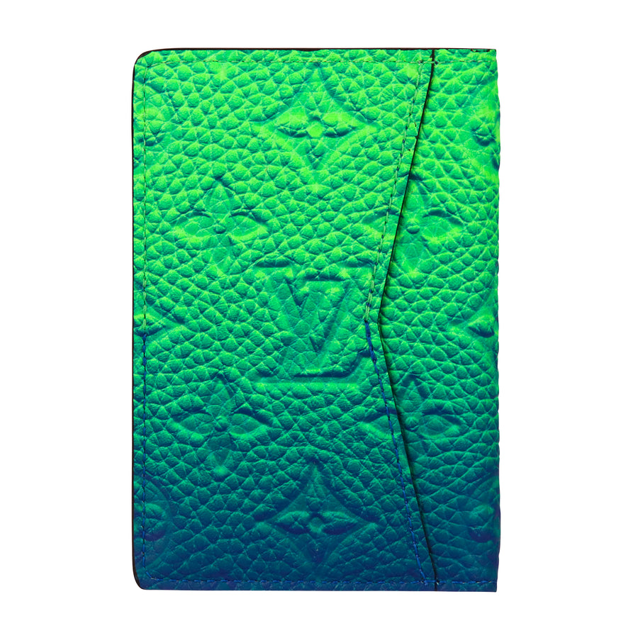louis vuitton taurillon illusion green blue pocket organizer wallet back 900x
